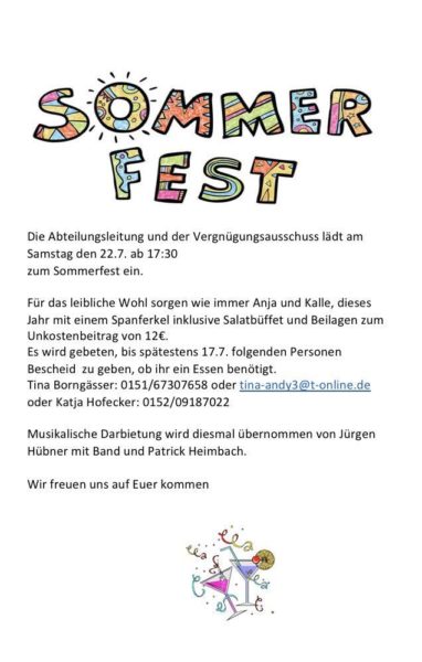 Einladung Sommerfest 2017
